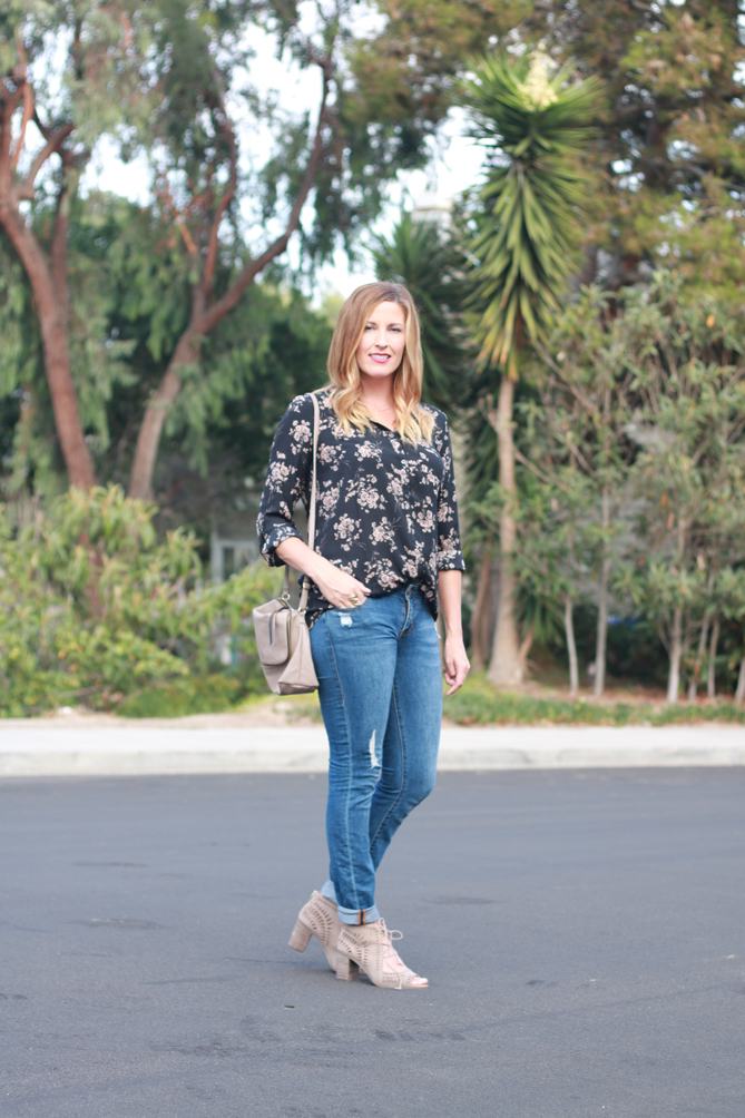 Fall florals with cut out heels.
