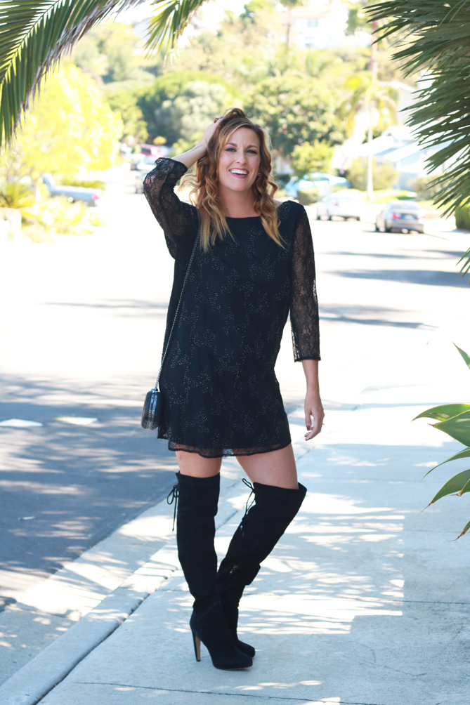 Lace Dress And Thigh High Boots