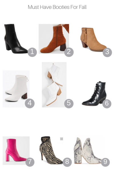 The Fashionista Momma shares all her must have booties for fall.