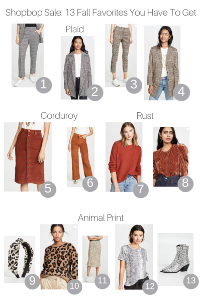 Fall Shopbop Sale: 13 items you have to get featured by top US Style blogger, The Fashionista Momma; collage of women's products from Shopbop Sale.
