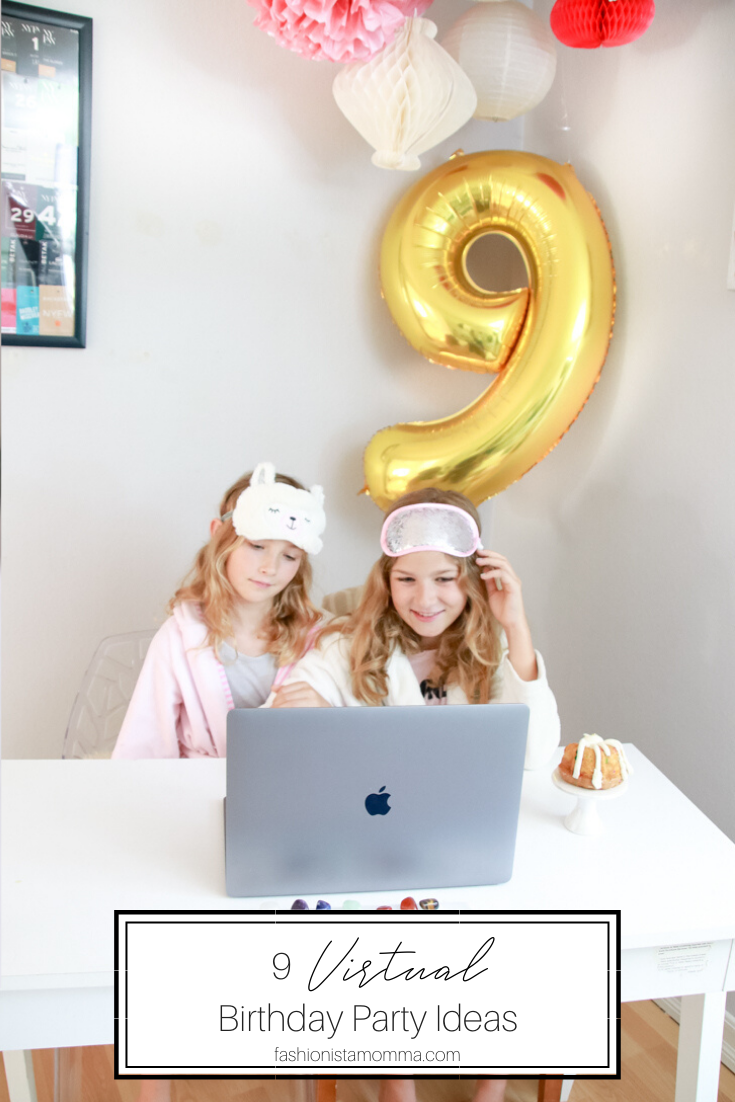 9 Virtual BIrthday Party Ideas featured by Top US Party Blogger, The Fashionista Momma; two girls in spa sets having a virtual birthday.