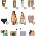 The Packing Guide For A Boat Trip featured by Popular US Style Blogger, The Fashionista Momma; collage of beach products.