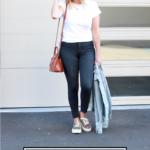 15 Must Have Basics For Your Wardrobe featured by Top US Style Blogger The Fashionista Momma; woman wearing dark grey denim featuring Mott & Bow.