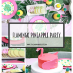 Flamingo Pineapple Party featured by Top US Party Blogger, Style & Wanderlust; photo collage of party setup.
