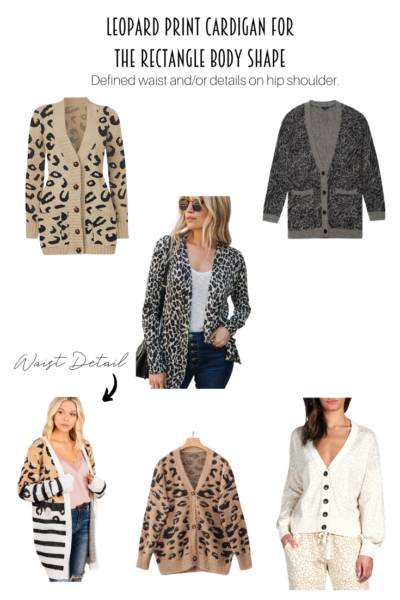 Leopard Print Cardigan For A Rectangle Body Shape. The perfect collage of leopard print cardigans for a rectangle.