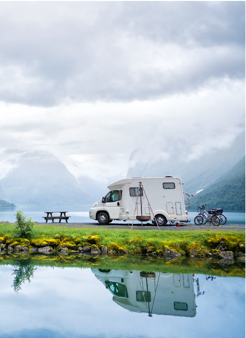 RV Packing List: 9 Essentials To Take For Your Next RV Vacation featured by Top US Travel Blogger, Style And Wanderlust.; image of RV at a campsite