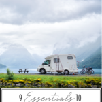 RV Packing List: 9 Essentials To Take For Your Next RV Vacation featured by Top US Travel Blogger, Style And Wanderlust; image of RV at a campground with a lake