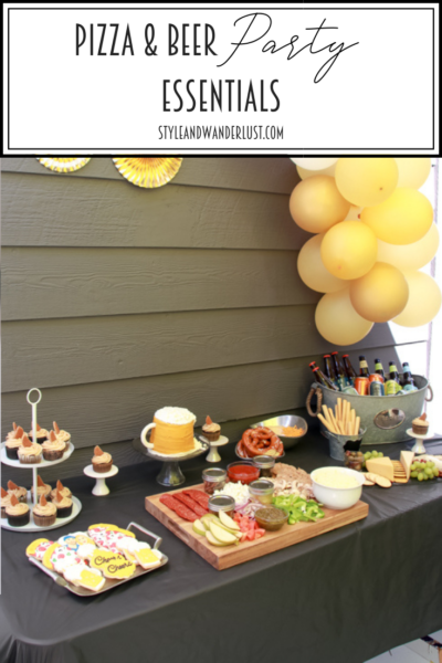 Pizza And Beer Party Essentials featured by Top US Party Blog, Style & Wanderlust; party tablescape with balloon arch.