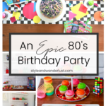 Top US Party Blogger, Style And Wanderlust, shares An Epic 80's Birthday Party for Kids; Neon Splatter Cake and 80's cookies